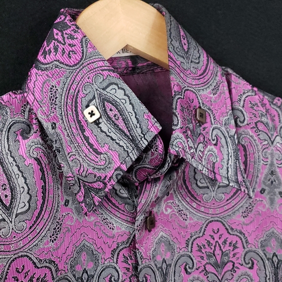 Angelino for Bermuda Flip Cuffs Paisley Western Button Front Long Sleeve Shirt - Picture 6 of 12